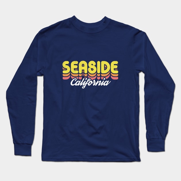 Retro Seaside California Long Sleeve T-Shirt by rojakdesigns